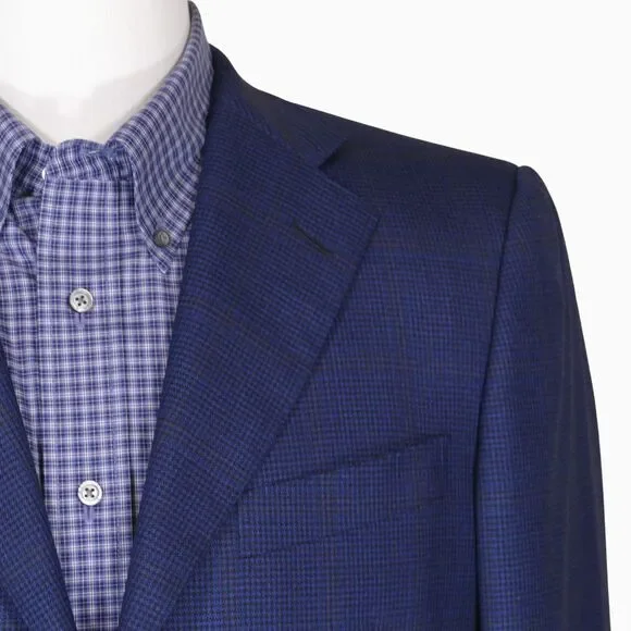 Ermenegildo Zegna Sport Coat Blazer Men 38S Blue Plaid Trofeo Wool 3-Button - Picture 3 of 12